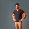 Black Half Sleeve V Neck