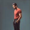 Rust Half Sleeve V Neck