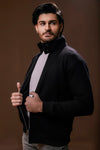 Black Harrington Jacket With Funnel Neck