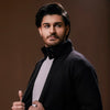 Black Harrington Jacket With Funnel Neck