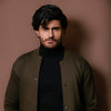 Green Bomber Jacket With Poppers