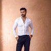 White Full Sleeves Cuban Collar Shirt