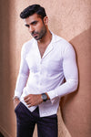 White Full Sleeves Cuban Collar Shirt