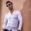 White Full Sleeves Cuban Collar Shirt