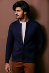 Navy Blue Bomber Jacket With Poppers