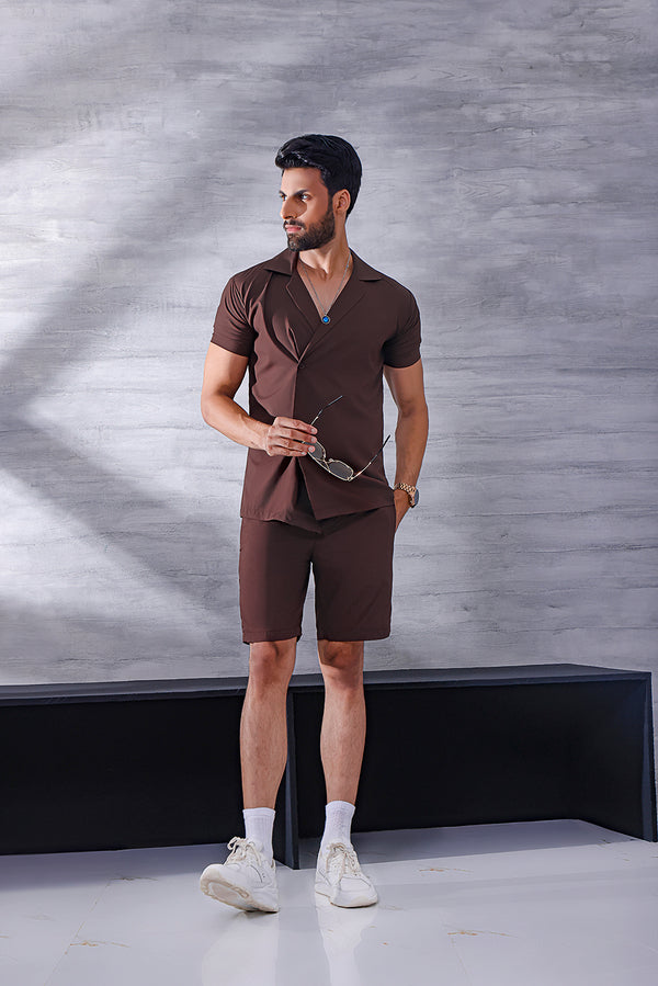 Brown Short Length Cotton Shorts