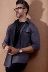 Charcoal Double Front Pocket Jersey Shirt