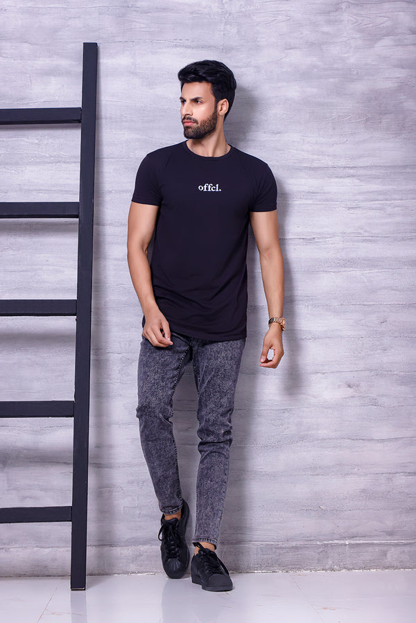 Black Offcl Long Line Spilt Hem