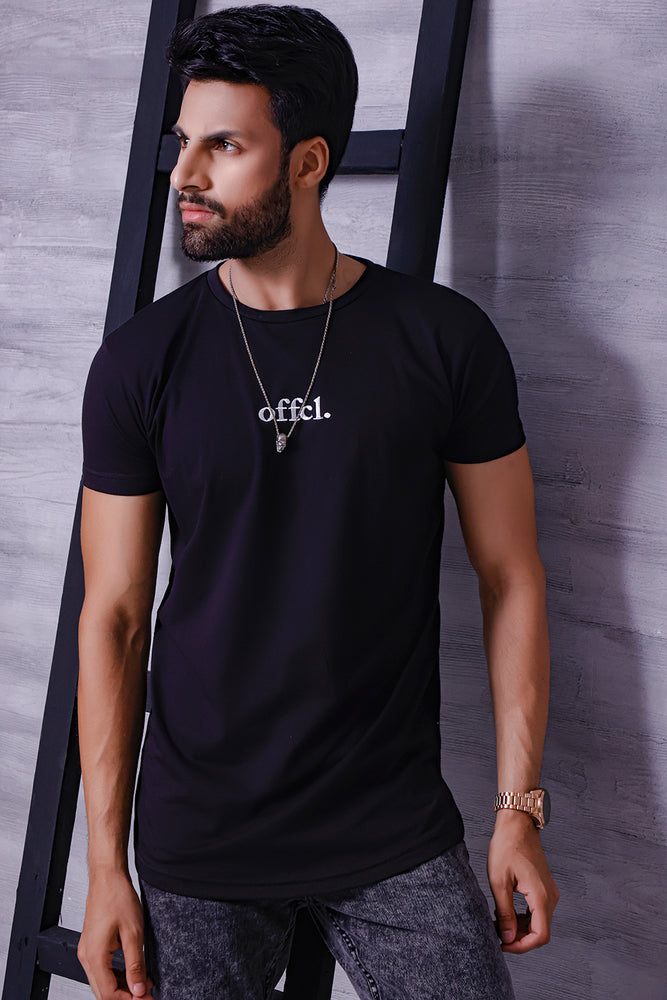 Black Offcl Long Line Spilt Hem