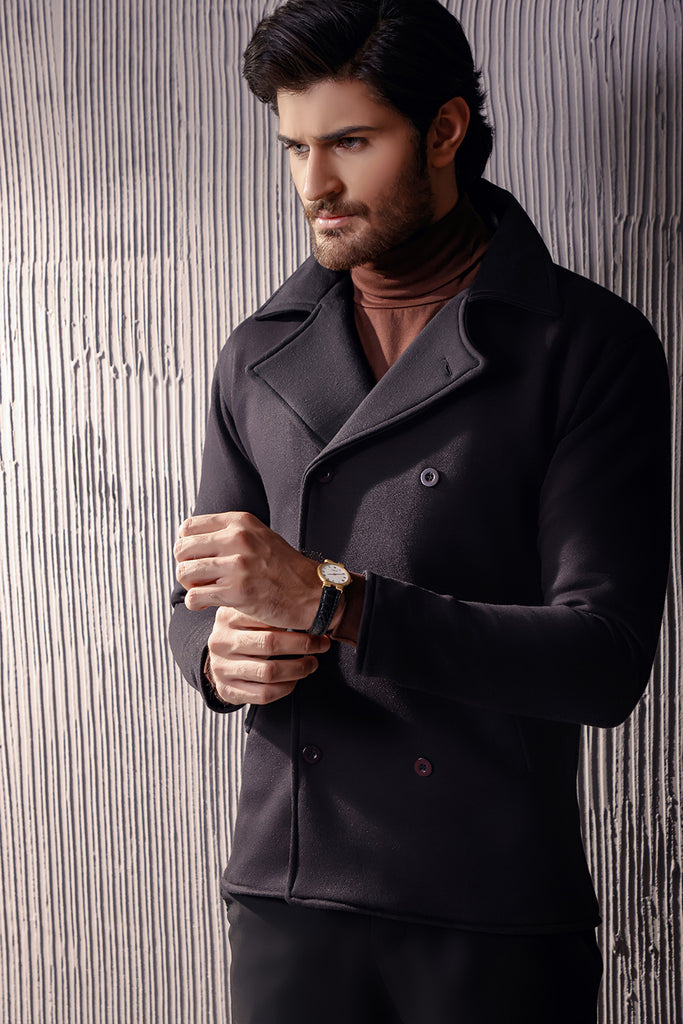 24AW】DOUBLE FACE PEA COAT(BLACK)（DOUBLE-FACED WOOL PEA