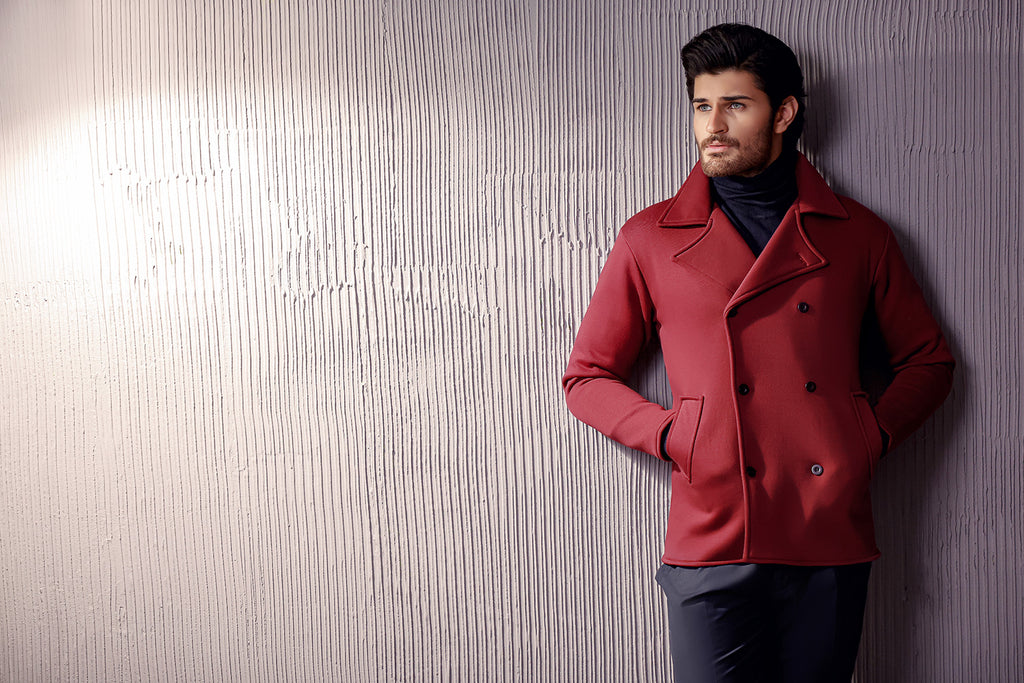 Quinn Pea Coat - Maroon