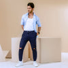 Navy Blue Jogger With Knee Rip Detail