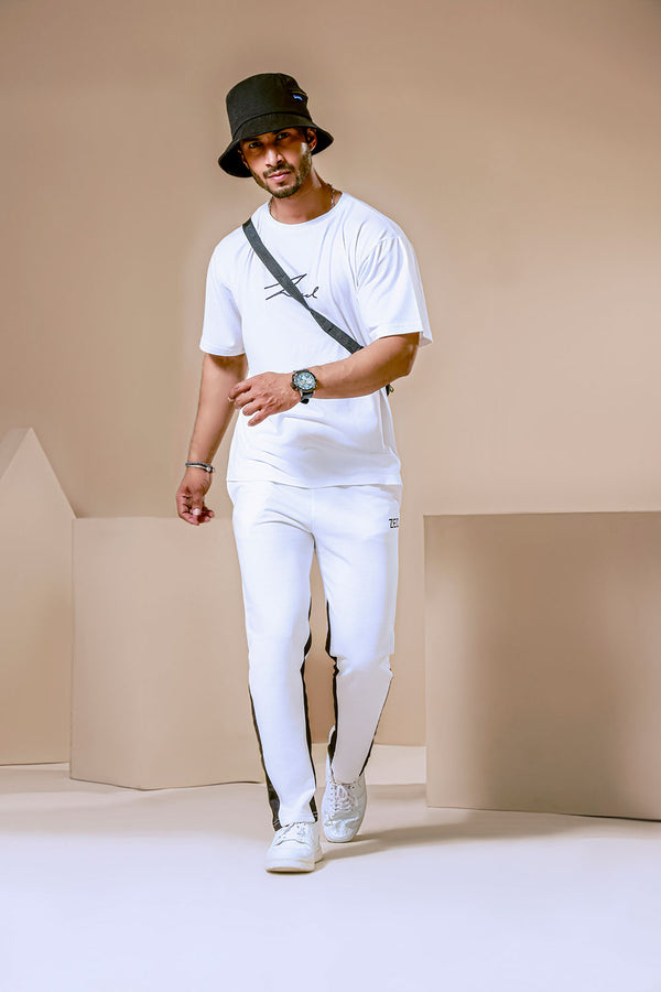 White Gusset Contrast Panel Jogger