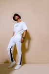 White Gusset Contrast Panel Jogger
