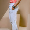 Heather Grey Jogger With Knee Rip Detail