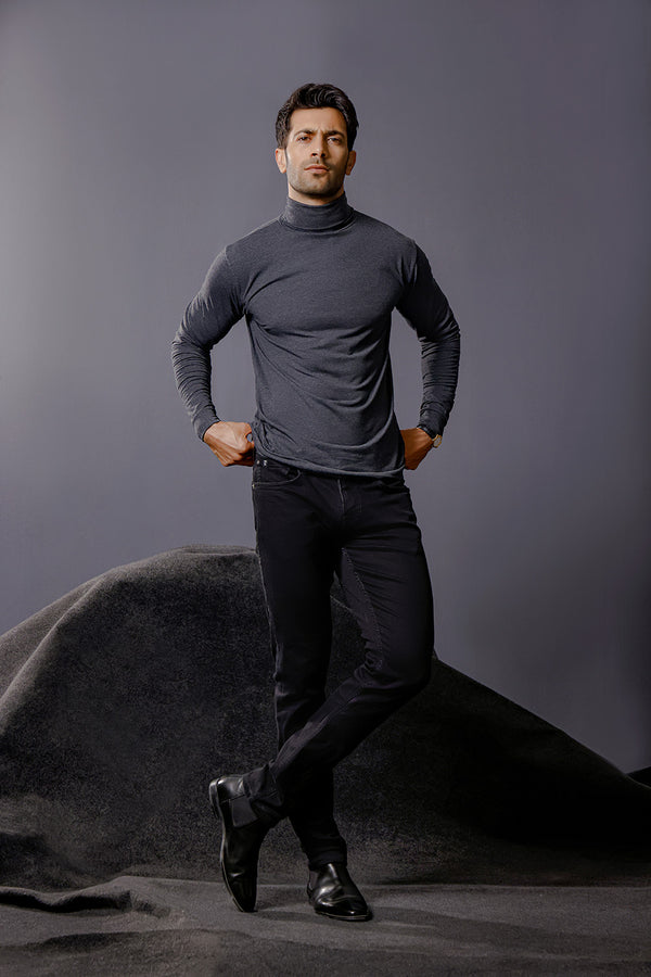 Charcoal Full Sleeves Turtle Neck