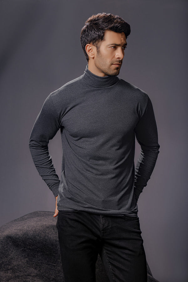 Charcoal Full Sleeves Turtle Neck