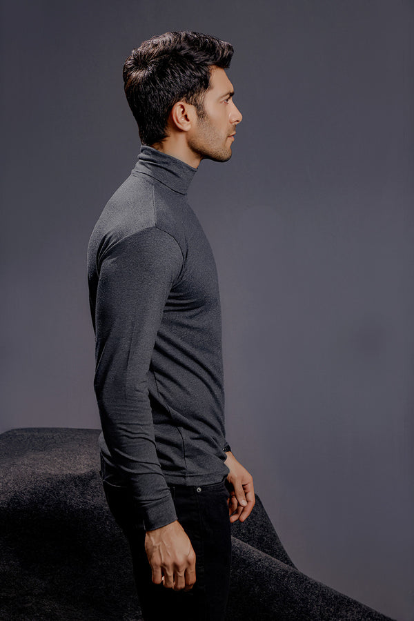 Charcoal Full Sleeves Turtle Neck
