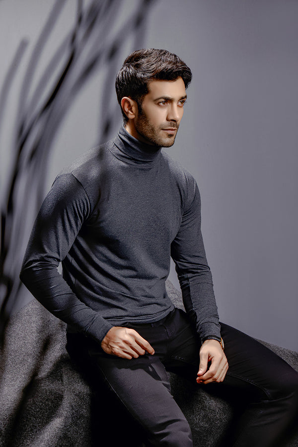 Charcoal Full Sleeves Turtle Neck