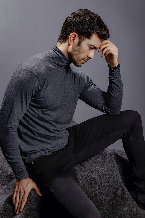 Charcoal Full Sleeves Turtle Neck