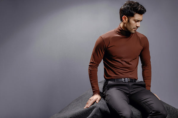 Chocolate Brown Full Sleeves Turtle Neck