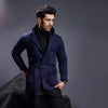 Navy Blue Belted Safari Jacket