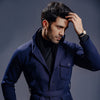 Navy Blue Belted Safari Jacket