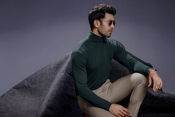Forest Green Full Sleeves Turtle Neck