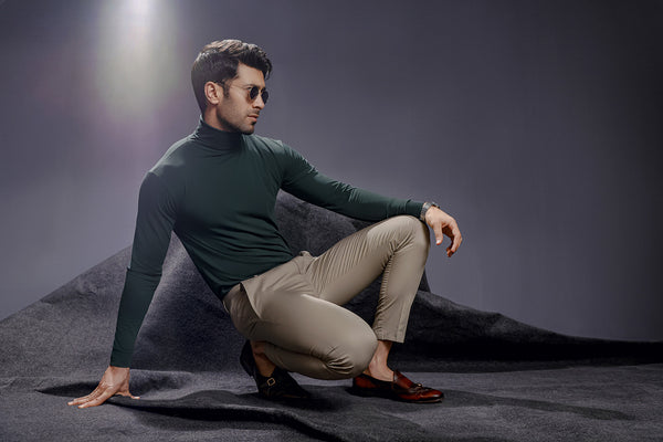 Forest Green Full Sleeves Turtle Neck