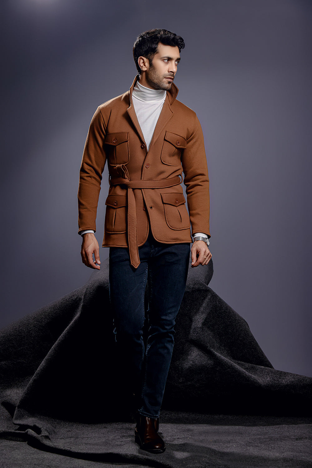 Brown Belted Safari Jacket