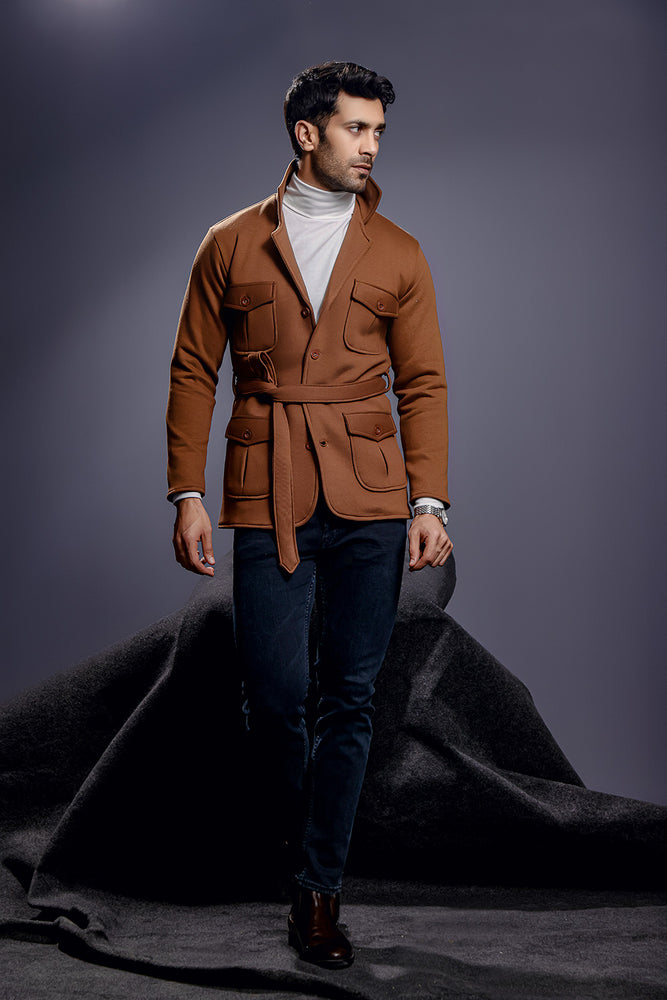 Brown Belted Safari Jacket