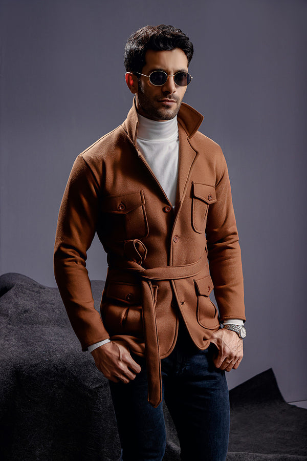 Brown Belted Safari Jacket