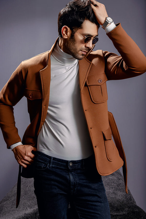 Brown Belted Safari Jacket