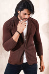 Chocolate Brown Blazer Style Cardigan