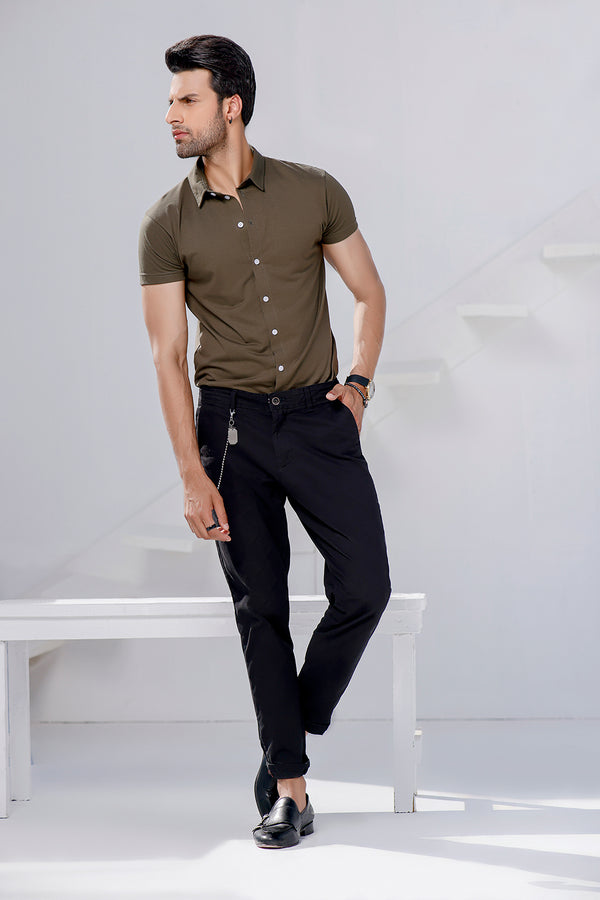 Khaki Green Half Sleeves Jersey Shirt