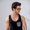 Black Racer Back Vest With Contrast Pocket