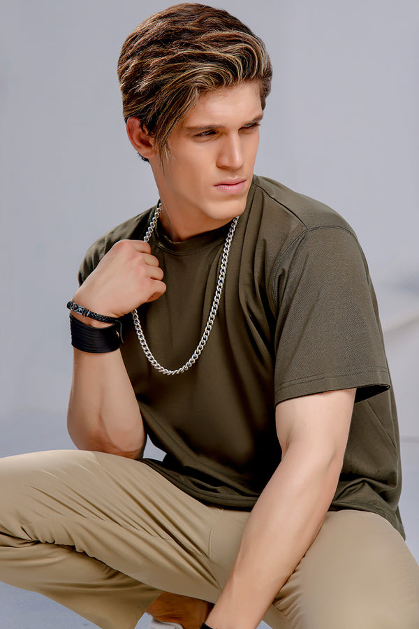 Khaki Over Sized Crew Neck