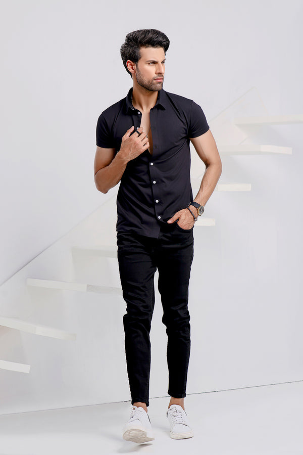 Black Half Sleeves Jersey Shirt