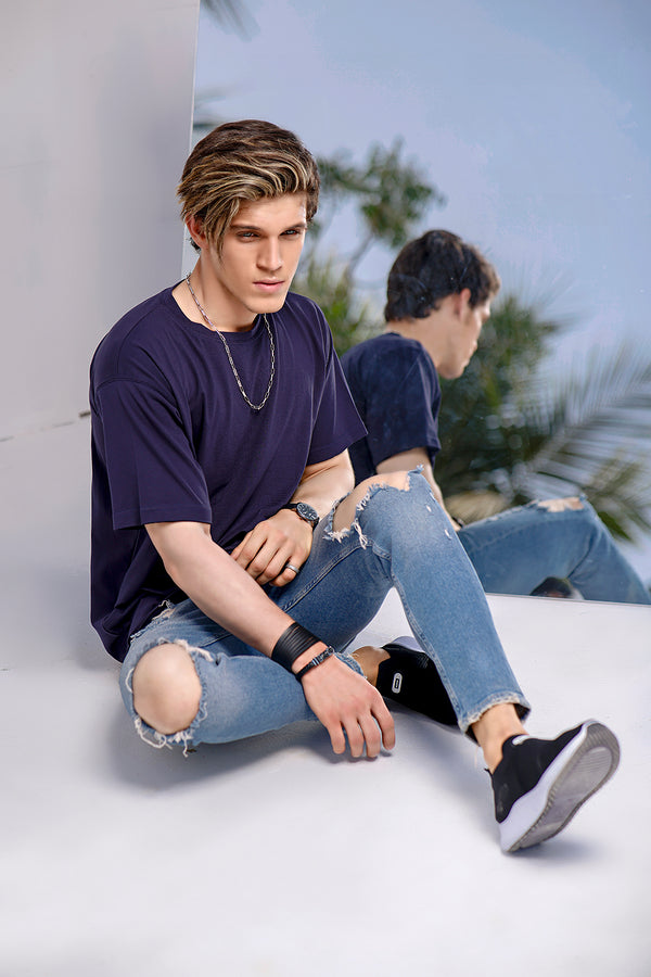 Navy Blue Over Sized Crew Neck