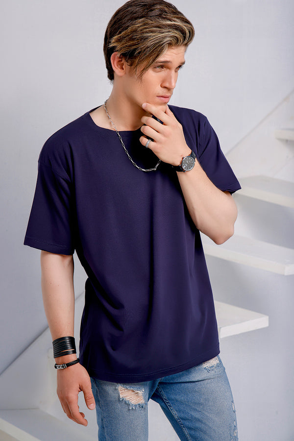 Navy Blue Over Sized Crew Neck