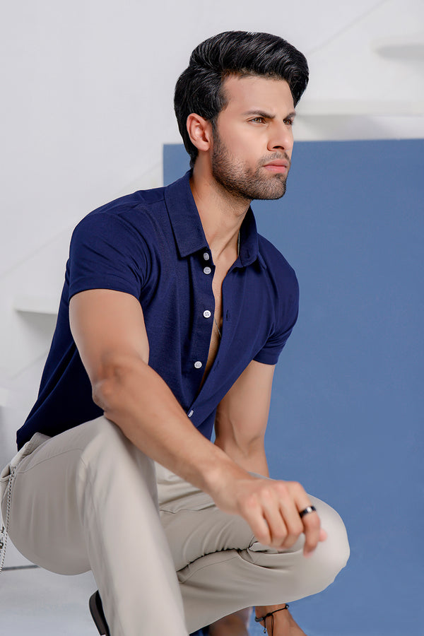 Navy Blue Half Sleeves Jersey Shirt