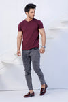 Wine Half Sleeves Henley