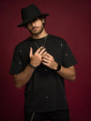 Black Over Sized Studded T-shirt