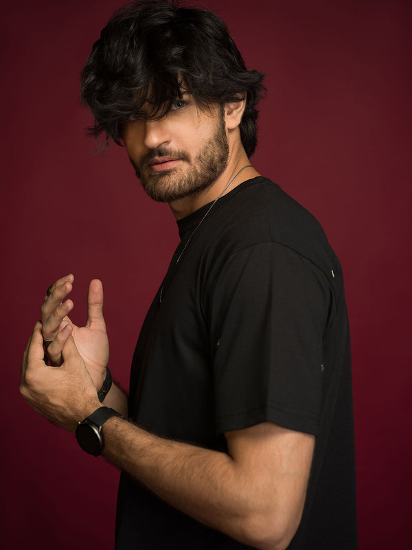 Black Over Sized Studded T-shirt