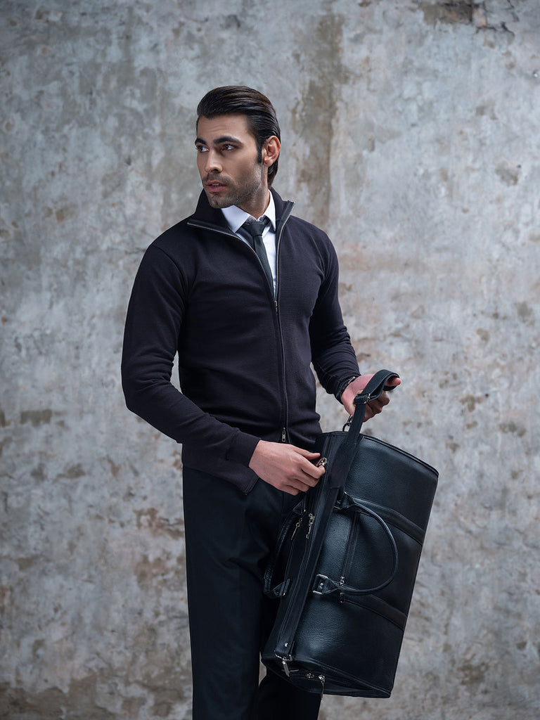 Black Double Zip Cardi