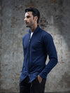 Navy Blue Double Zip High Neck Cardigan