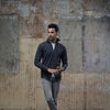 Charcoal Double Zip High Neck Cardigan