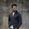 Charcoal Double Zip High Neck Cardigan