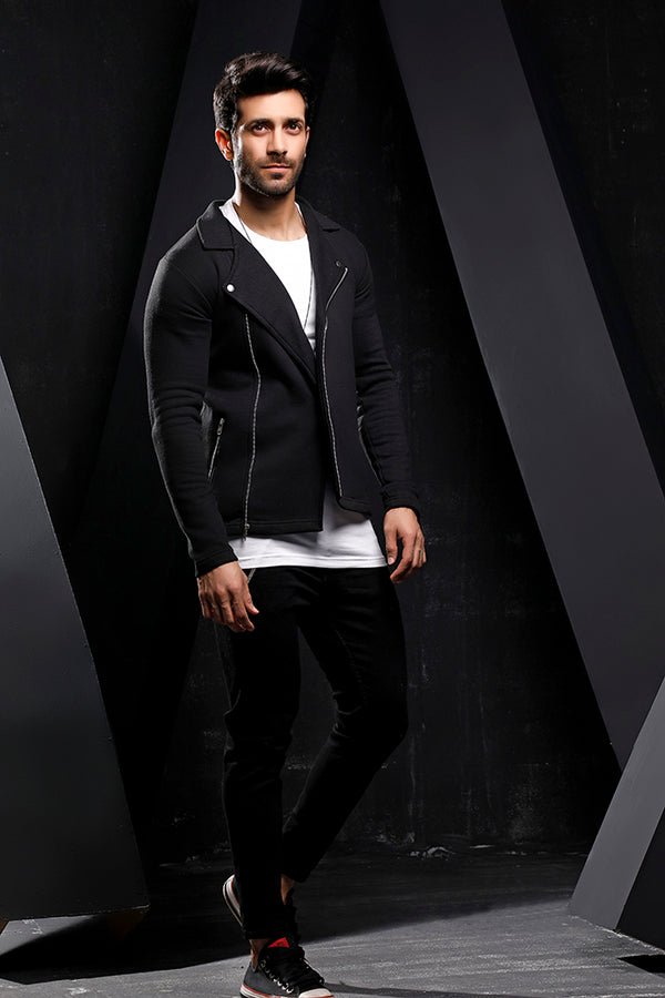 Black Fleece Biker Jacket