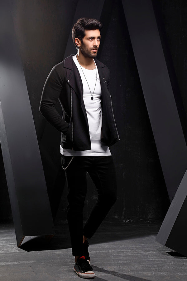 Black Fleece Biker Jacket
